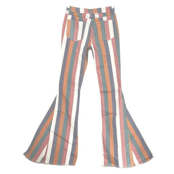 NWOT Wisteria Lane Womens Multi-Color Striped Super Flare Bell-Bottom Jean S - Picture 7 of 14
